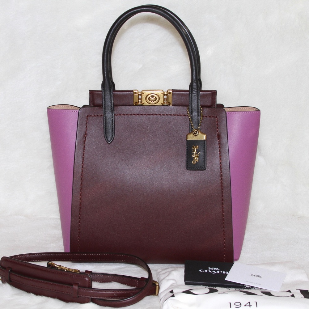 Nwt Coach 1941 Troupe Tote In Colorblock In Cranb… - image 1